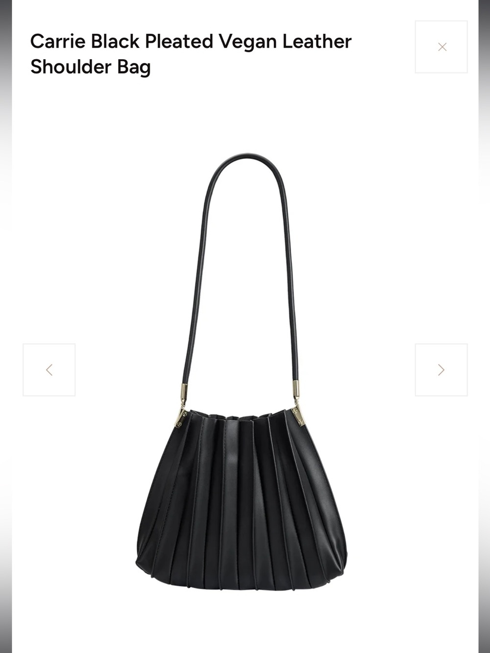 Carrie Pleated Vegan Leather Shoulder Bag - Black
